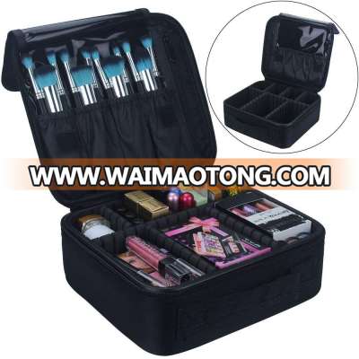 Travel Makeup Train Case Makeup Cosmetic Case Organizer Portable Artist Storage Bag 10.3'' with Adjustable Dividers for Cosmetic